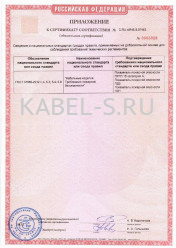 Сертификат пожарной безопасности ВВГнг-FRLS 4х35 Сертификат пожарной безопасности ВВГнг-FRLS 4х35